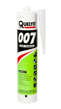 QUELYD 007 клей-герметик монтажный, универсальный, белый (290мл)