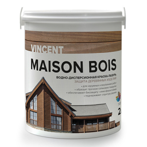 VINCENT MAISON BOIS водно-дисперсионная краска-лазурь для защиты деревянных изделий, баз А (9л)