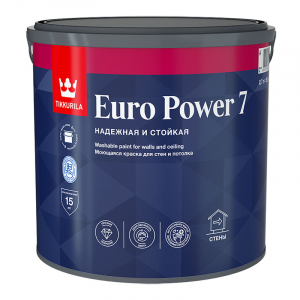 TIKKURILA EURO POWER 7 краска моющаяся для стен и потолка, матовая, база A (2,7л)