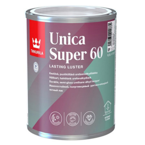 TIKKURILA UNICA SUPER 60 лак алкидно уретановый универсальный, износостойкий, полуглянцевый (0,9л)