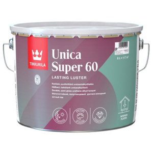 TIKKURILA UNICA SUPER 60 лак алкидно уретановый универсальный, износостойкий, полуглянцевый (9л)