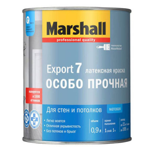 MARSHALL EXPORT 7 ОСОБО ПРОЧНАЯ краска латексная для стен и потолков, матовая, база BC (0,9л)