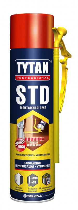 TYTAN PROFESSIONAL STD ERGO пена монтажная с новым удобным клапаном, летняя (500мл)