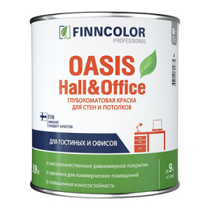 FINNCOLOR OASIS HALL@OFFICE 4 краска для стен и потолков устойчивая к мытью, матовая, база C (0,9л)