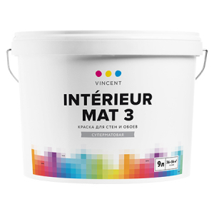 VINCENT INTERIEUR MAT I 3 краска для стен и обоев, белая, суперматовая (9л)
