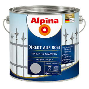 ALPINA DIREKT AUF ROST эмаль гладкая по ржавчине 3000, красный, feuerrot (0,75л)