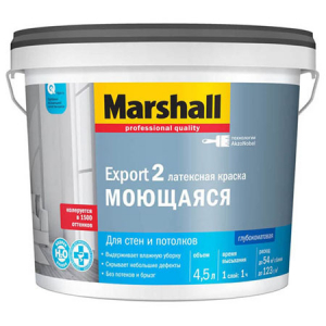 MARSHALL EXPORT 2 МОЮЩАЯСЯ краска латексная, для стен и потолков, глубокоматовая, база BW (4,5л)