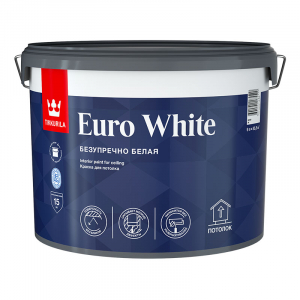 TIKKURILA EURO WHITE Безупречный потолок, краска для потолка, глубокоматовая, белая (9л)