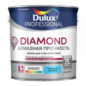 DULUX DIAMOND АЛМАЗНАЯ ПРОЧНОСТЬ краска для стен и потолков, износостойкая, матовая, база BC (2,25л)