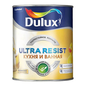 DULUX ULTRA RESIST КУХНЯ И ВАННАЯ краска с защитой от плесени и грибка, полуматовая, база BC (0,9л)