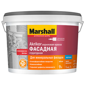 MARSHALL AKRIKOR краска структурная, для наружных и внутренних работ, матовая, база BW (9л)