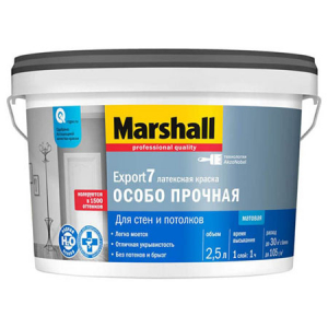 MARSHALL EXPORT 7 ОСОБО ПРОЧНАЯ краска латексная для стен и потолков, матовая, база BW (2,5л)