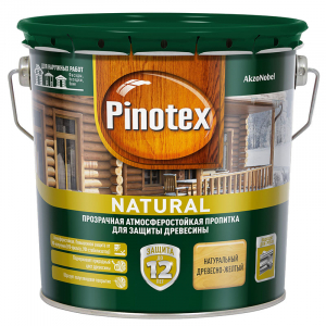 PINOTEX NATURAL пропитка прозрачная для защиты древесины с двойной защитой от солнечных лучей (2,7л)