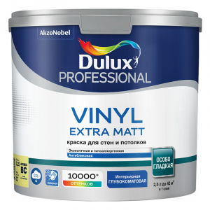 DULUX PROFESSIONAL VINYL EXTRA MATT краска для стен и потолков, глубокоматовая, база BC (2,25л)