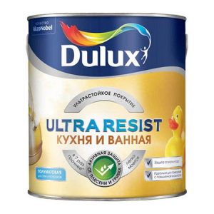 Dulux Ultra Resist | Дюлакс Ультра Резист Кухня и Ванная Моющаяся краска для стен полуматовая   