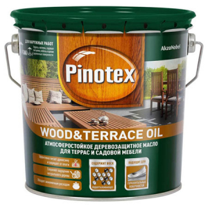 PINOTEX WOOD & TERRACE OIL масло деревозащитное для террас и садовой мебели, бесцветный (2,7л)