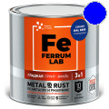 FERRUM LAB грунт-эмаль по ржавчине 3 в 1 глянцевая синяя RAL 5005 (0,75л)