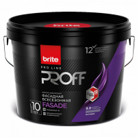 BRITE PRO LINE PROFF FASADE / БРАЙТ ПРО ЛАЙН ПРОФФ ФАСАД краска фасадная всесезонная матовая, база С, 9л