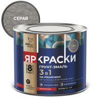 ЯРКРАСКИ грунт-эмаль на ржавчину 3 в 1 молотковая, серый, 1,8кг
