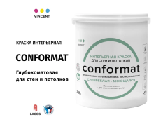 VINCENT CONFORMAT / ВИНСЕНТ КОНФОРМАТ краска интерьерная антибликовая износостойкая глубокоматовая, база А, 0,9л