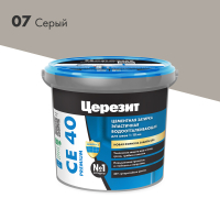 ЦЕРЕЗИТ CE 40 PREMIUM / ЦЕРЕЗИТ CE 40 ПРЕМИУМ затирка для швов 10 мм водоотталкивающая,серый 07, 1кг