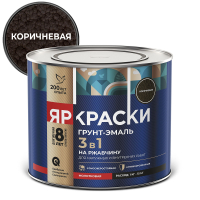 ЯРКРАСКИ грунт-эмаль на ржавчину 3 в 1 молотковая, коричневый, 1,8кг