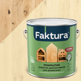 FAKTURA покрытие защитно-декор. с льняным маслом, ионами серебра, для вн/нар, бел.дуб, 2,5л