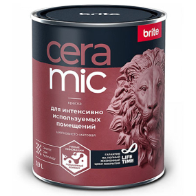 BRITE CERAMIC краска для интенсивно используемых помещений, шелковисто-матовая, база А (0,9 л)