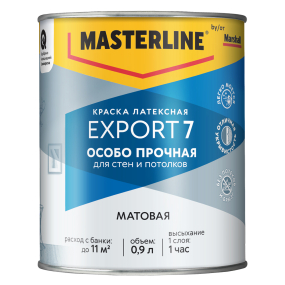 MASTERLINE (MARSHALL) EXPORT 7 7 ОСОБО ПРОЧНАЯ краска латексная для стен и потолков матовая, база BW, 0,9 л
