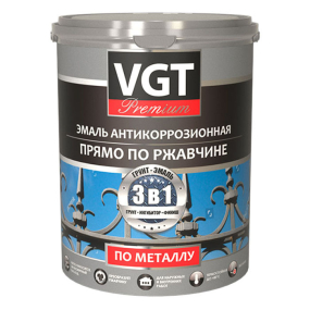 VGT PREMIUM грунт-эмаль 3 в 1 по ржавчине, акриловая, антикорроз. зеленый (1 кг)