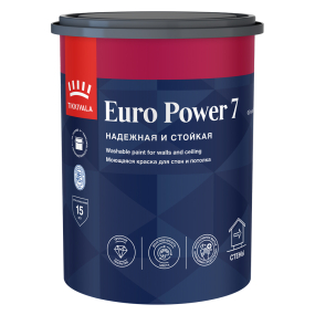 TIKKIVALA (TIKKURILA) EURO POWER 7 краска моющаяся для стен и потолка, матовая, база A, 0,9 л