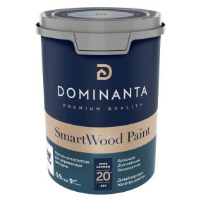 DOMINANTA SmartWood Paint / ДОМИНАНТА СмартВуд Пэинт краска-антисептик для деревянных фасадов полуматовая, база BW, 0,9л