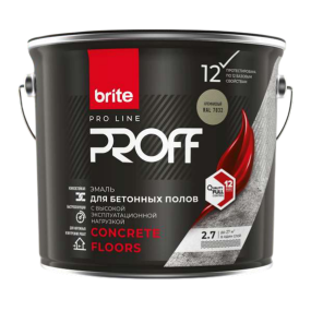 BRITE PRO LINE PROFF CONCRETE FLOORS эмаль для бетонных полов сверхпрочная п/мат, для вн/нар работ, RAL 7032, 5 л