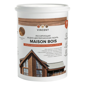 VINCENT MAISON EN BOIS лазурь лессирующая с воском для защиты древесины, 0,9 л