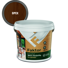 FAKTOR эко-лазурь для древесины с биозащитой для вн/нар. работ матовая, орех, 0,9 л
