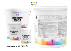 VINCENT INTERIEUR MAT I 3 краска для стен и обоев, суперматовая, ЖБ, белый, 9л