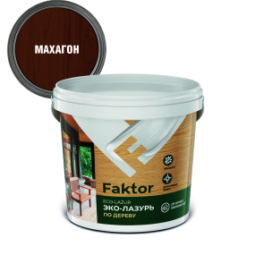 FAKTOR эко-лазурь для древесины с биозащитой для вн/нар. работ матовая, махагон, 0,9 л