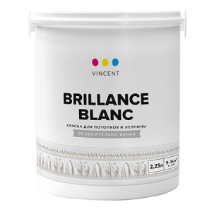 VINCENT BRILLANCE BLANC I 2 краска для потолков и лепнины, ослепительно белая, глубокоматовая (9л)