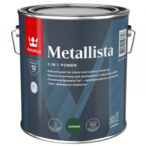 TIKKURILA METALLISTA краска по ржавчине 3 в 1, глянцевая, зеленый (2,5л)