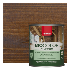 NEOMID BIO COLOR CLASSIC защитная декоративная пропитка на алкидной основе, орех (0,9л)