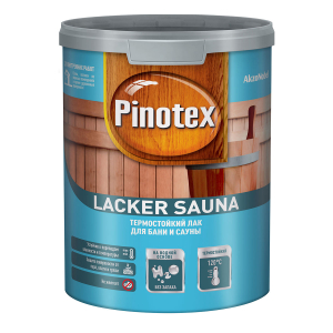 PINOTEX LACKER SAUNA 20 лак термостойкий на водной основе для бань и саун, полуматовый (1л)