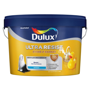 Dulux Ultra Resist / Дюлакс Ультра Резист Кухня и Ванная моющаяся краска для стен матовая