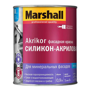 MARSHALL AKRIKOR краска фасадная, силикон-акриловая, матовая, база BW (0,9л)