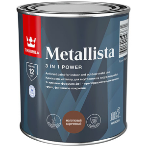 TIKKURILA METALLISTA краска по ржавчине 3 в 1, молотковая, глянцевая, коричневый (0,9л)