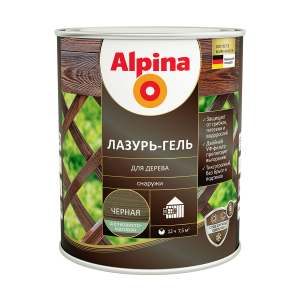 ALPINA лазурь-гель для дерева шелковисто-матовый, черный (0,75л)