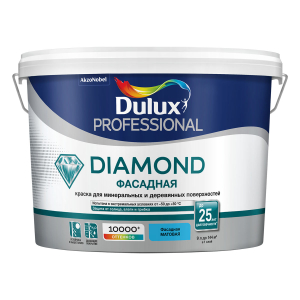 DULUX DIAMOND ФАСАДНАЯ краска для минеральных и деревянных поверхностей, матовая, база BC (9л)