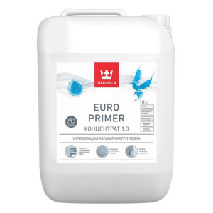 TIKKURILA EURO PRIMER Концентрат 1:3 грунтовка акрилатная, укрепляющая (10л)