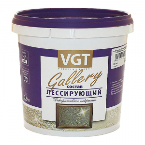 VGT GALLERY ЛЕССИРУЮЩИЙ состав полупрозрачный для декоративных штукатурок, жемчуг (0,9кг)