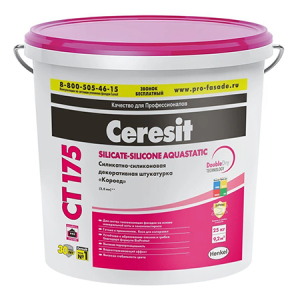 CERESIT CT 175 штукатурка декоративная силикатно-силиконовая, короед, зерно 2 мм. (25кг)