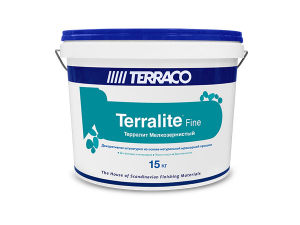 TERRACO TERRALITE FINE штукатурка на основе мраморной крошки, мелкозернистая, цветная (15кг)
